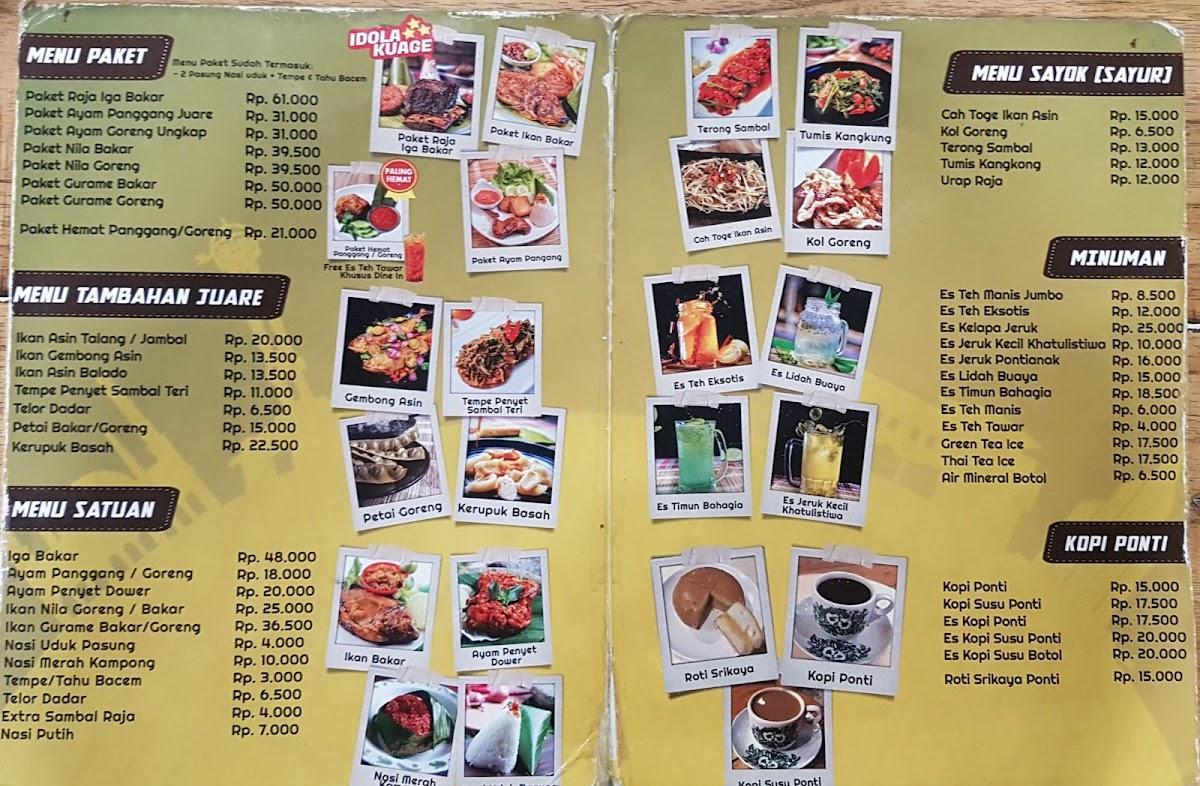 Menu at Raja Uduk Tebet Jakarta restaurant, Jakarta