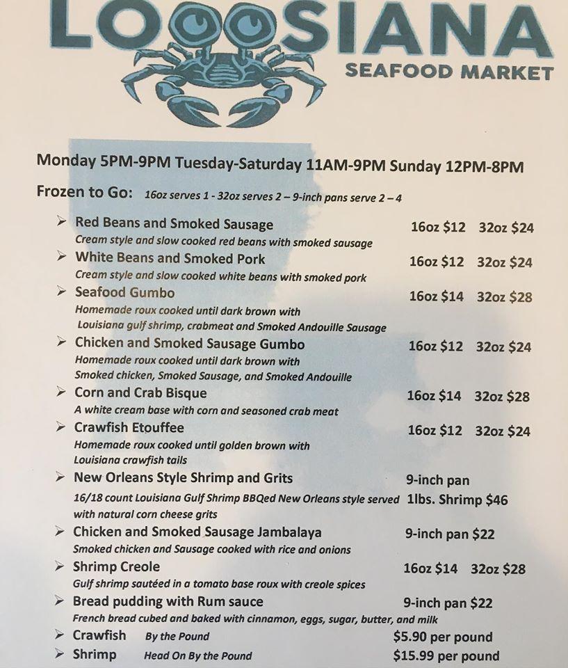 Louisiana Seafood Fish Market & Restaurant Fort Worth Menu at Gary