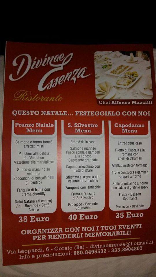 Menu di Divinae Essenza Corato 