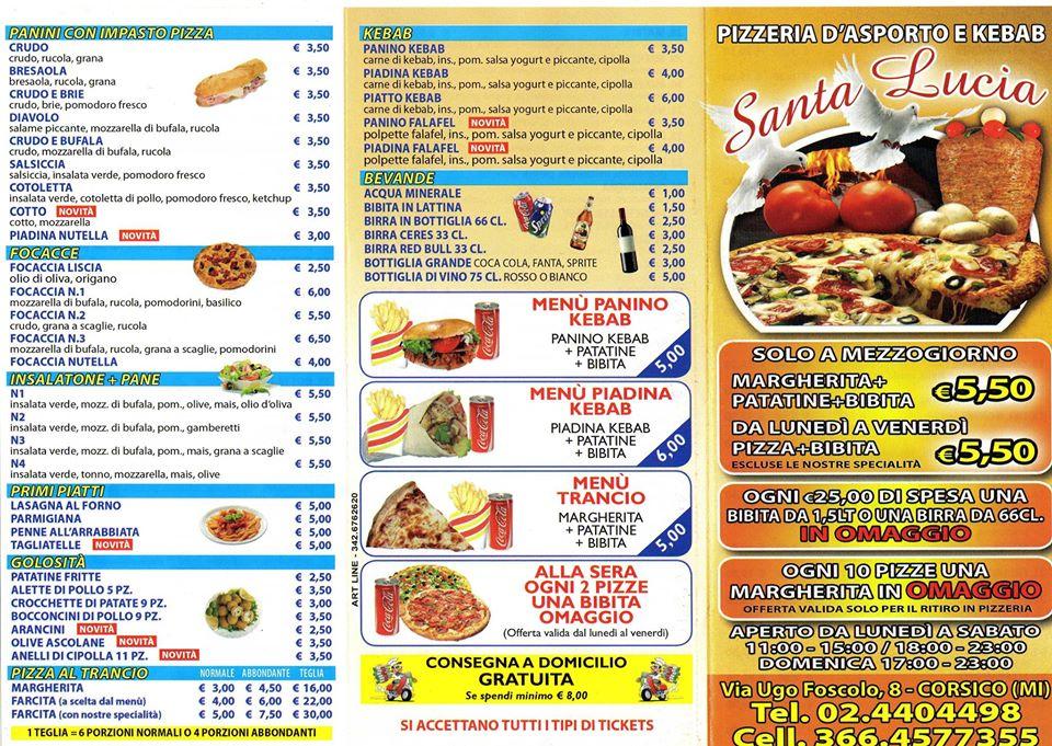 Menu di Pizzeria Kebab Santa Lucia 