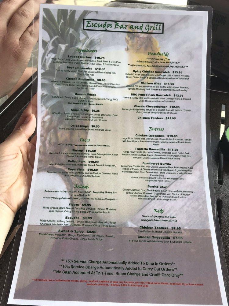 Menu at Escudos Restaurante Y Barra, Orlando