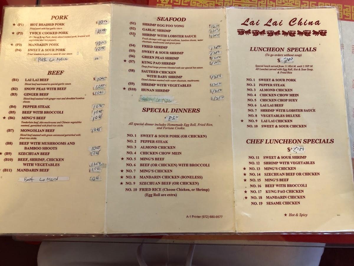 Menu At Lai Lai China Restaurant Dallas   R88c Lai Lai China Restaurant Menu 