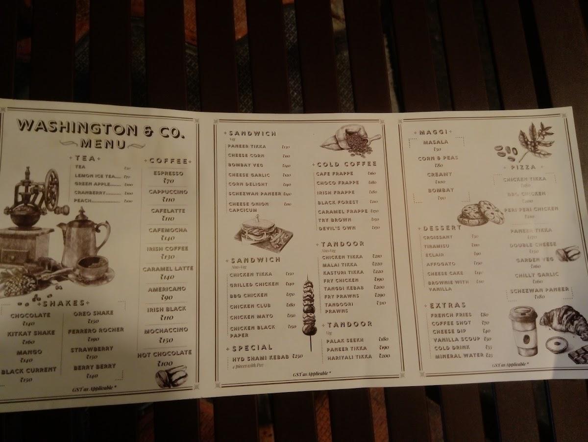 Menu at Washington & Co., Nagpur