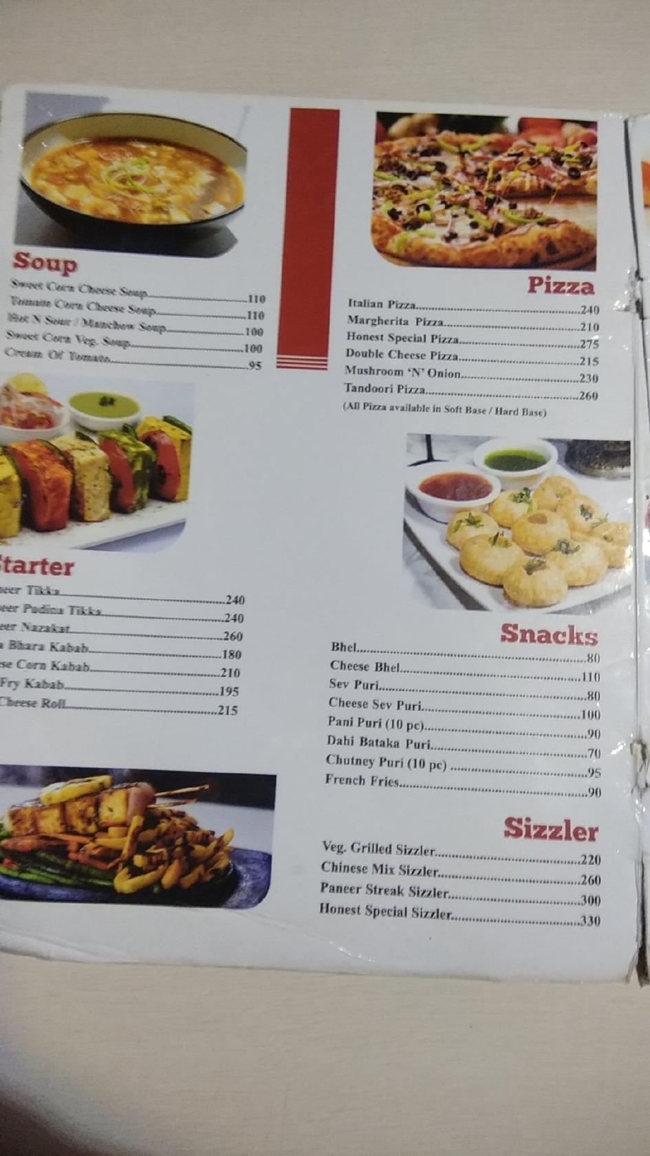 Honest Restaurant - Bhuj menu