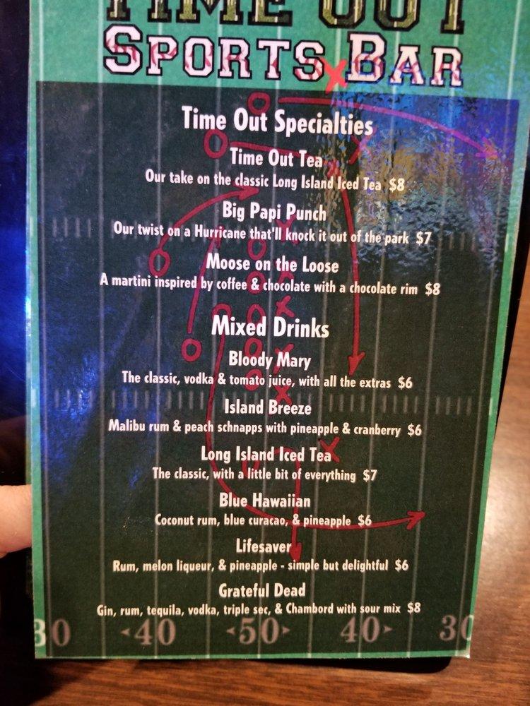 Carta de Time Out Sports Bar, Presque Isle