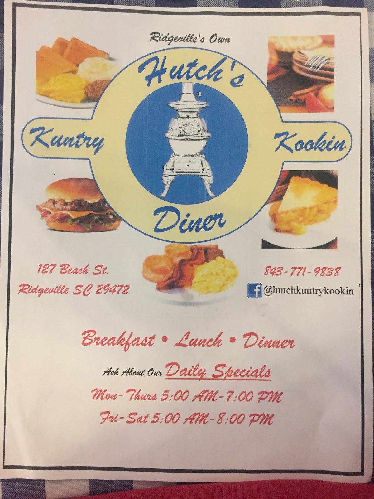 Menu at Hutch's Kuntry Kookin restaurant, Ridgeville