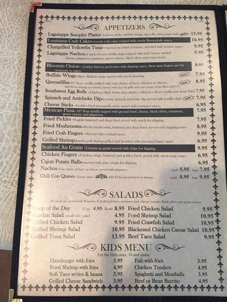 Menu at Lagniappe Restaurant a, Springfield