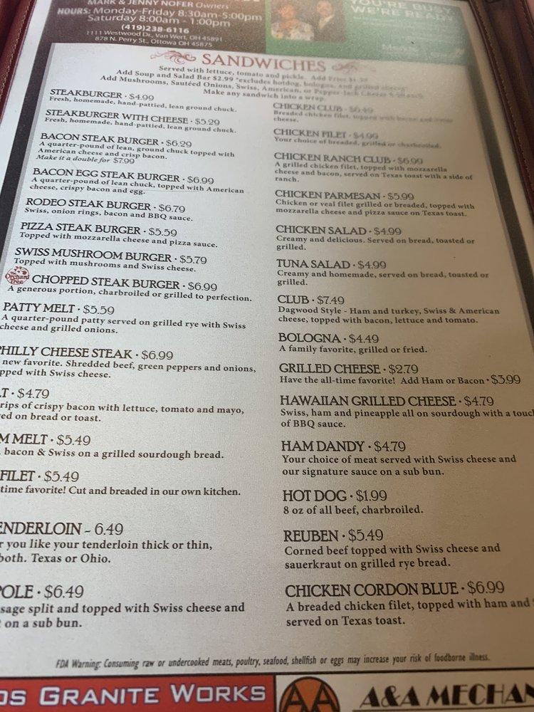 Menu at Orchard Tree desserts, Van Wert