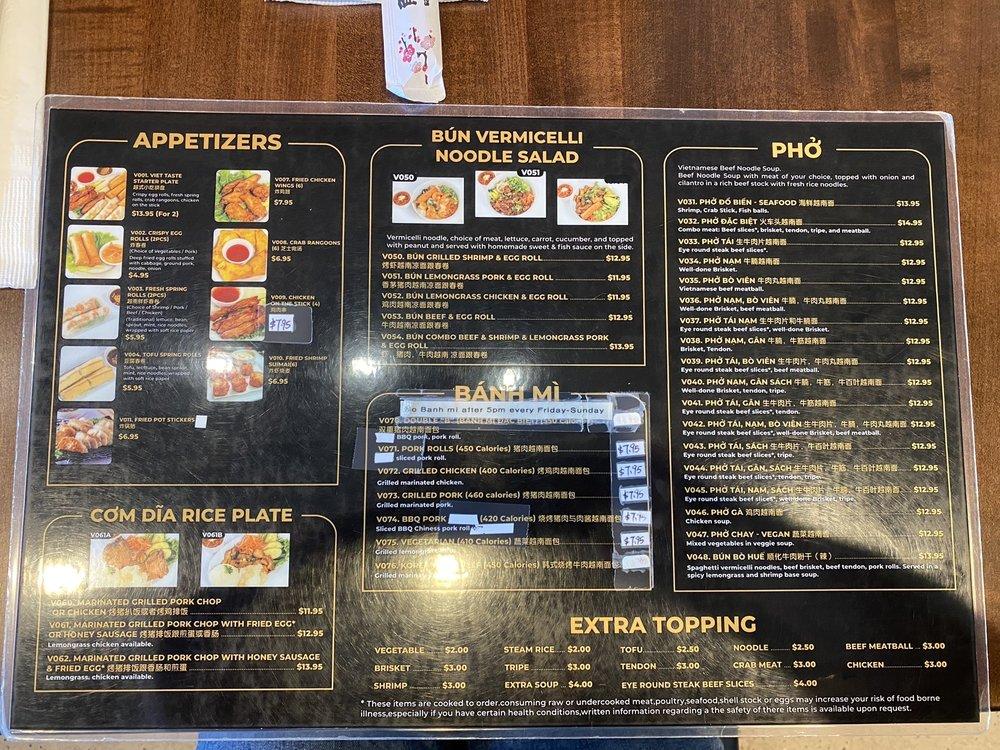 Menu at Pho Noodle Station restaurant, Champaign