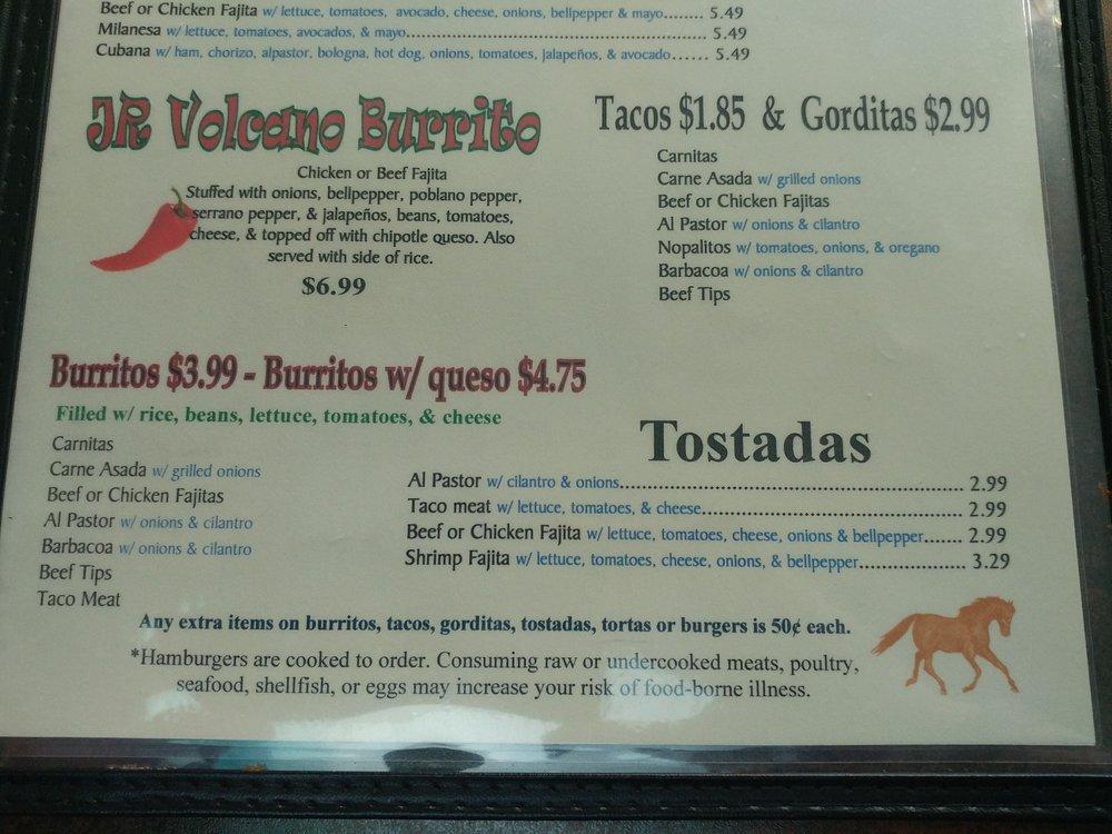 Menu at El Corral Lozano restaurant, Taylor