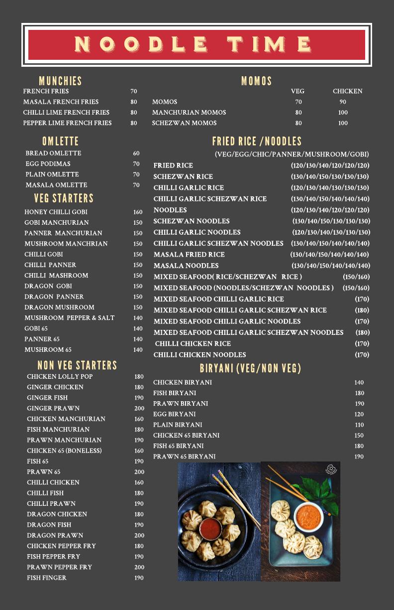 Menu at Noodle Time, Padur