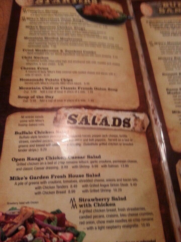Menu at Montana Mike's Steakhouse, Anderson