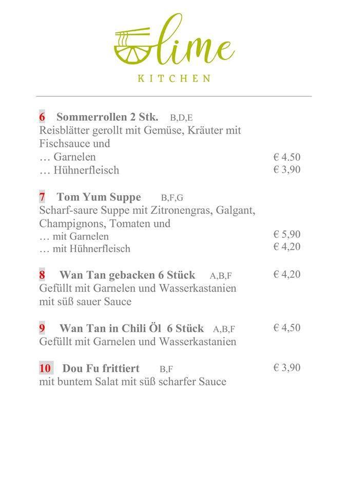 Speisekarte von Lime Kitchen restaurant, Leonding