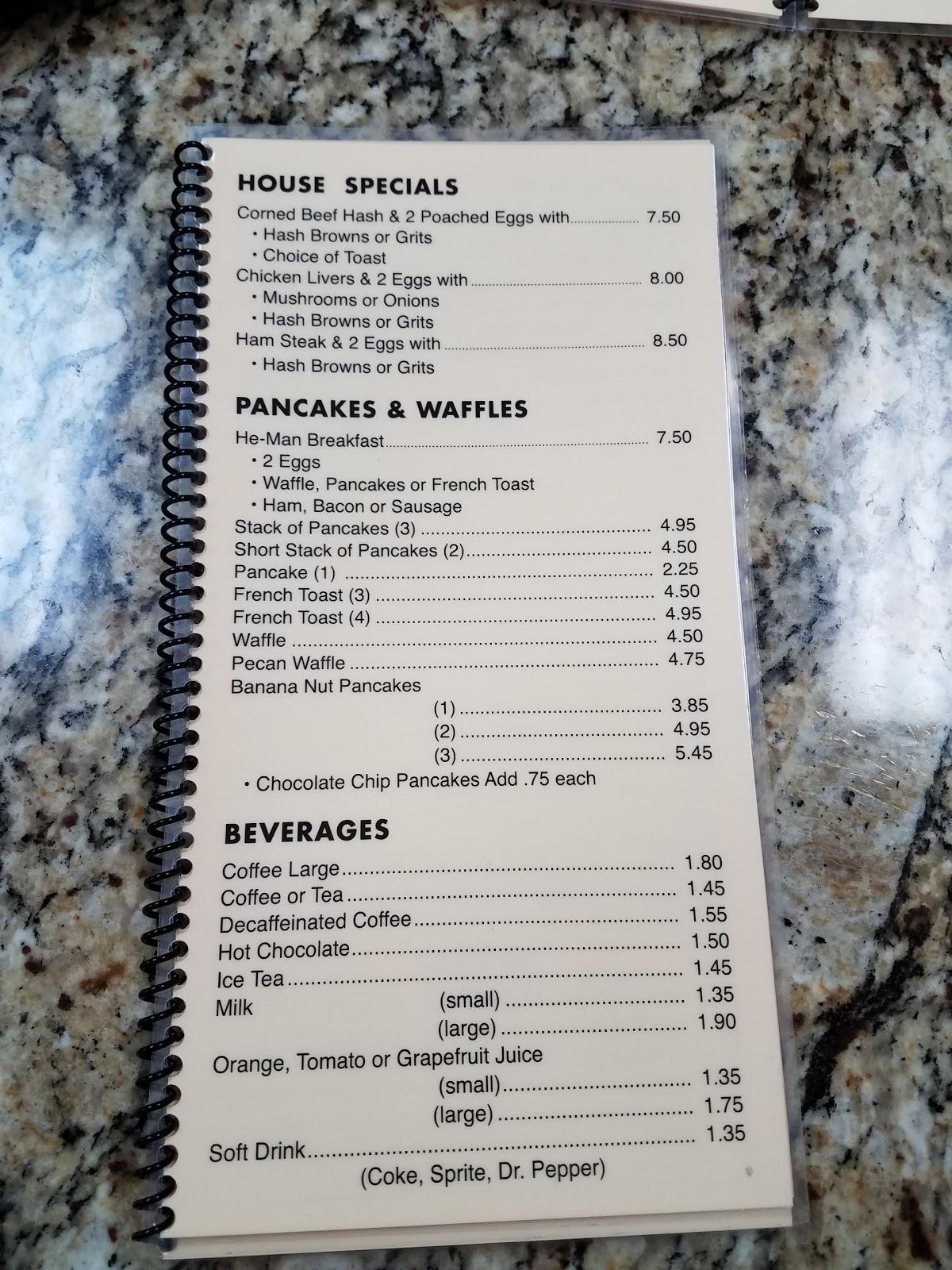 Menu at Bellaire Coffee Shop cafe, Bellaire