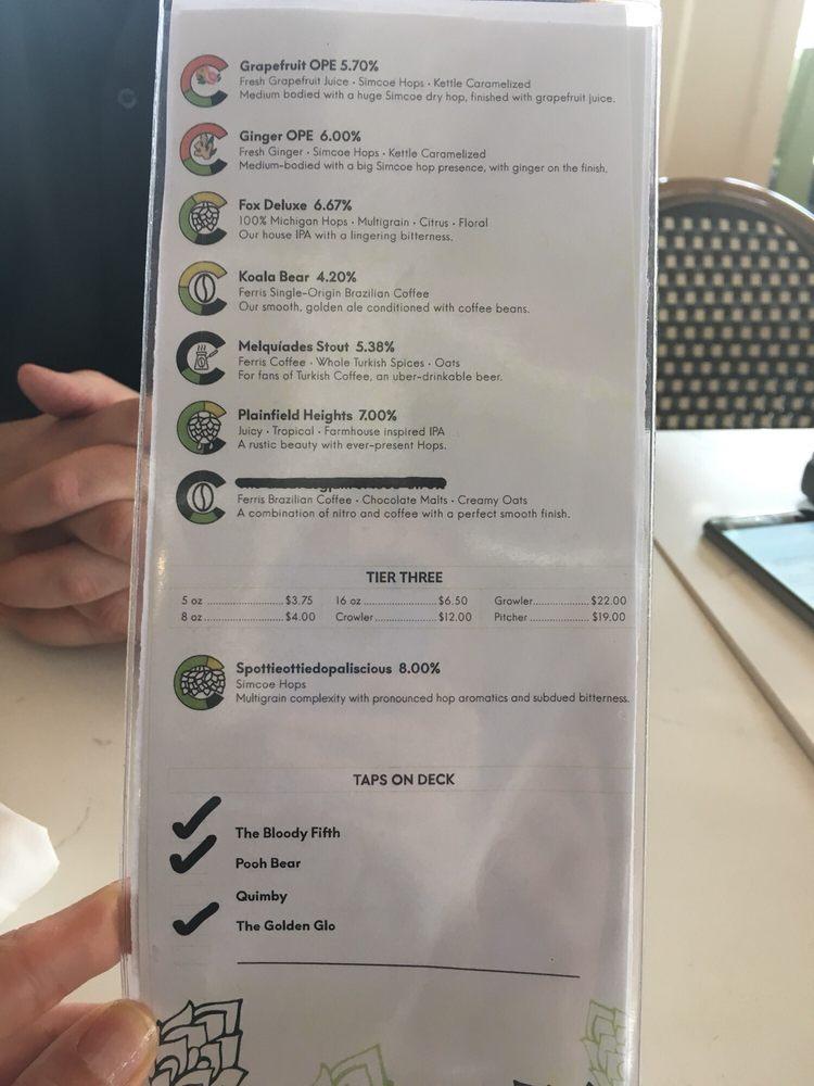 Menu at Creston Brewery pub & bar, Grand Rapids