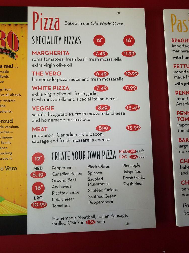 Menu at Vero Italian Kitchen restaurant, The Woodlands, Kuykendahl Rd