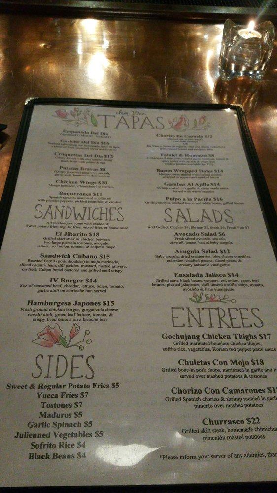 Menu at Iron Vine Tapas Bar And Restaurant, Peekskill