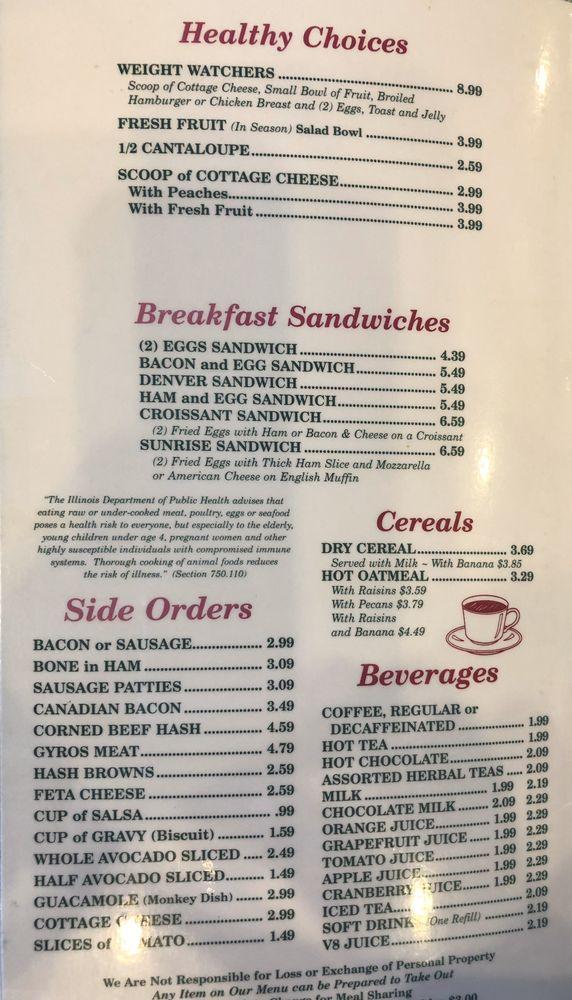 Menu at Triangle Restaurant, Grayslake