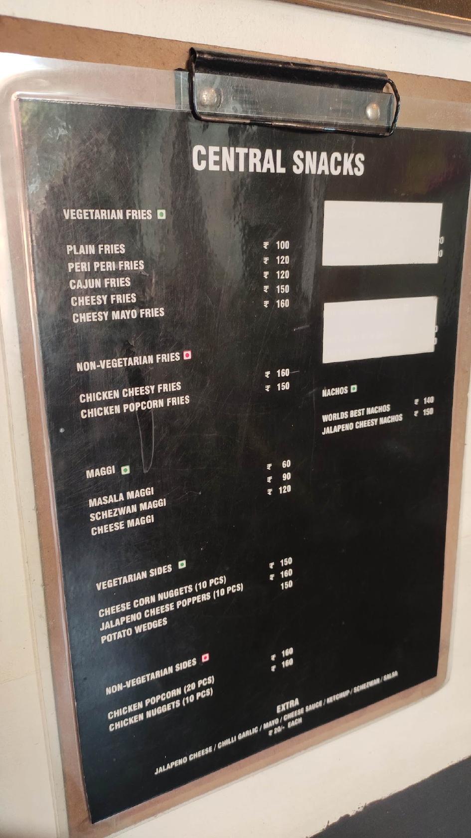 Menu at Coffee Story, Nagpur