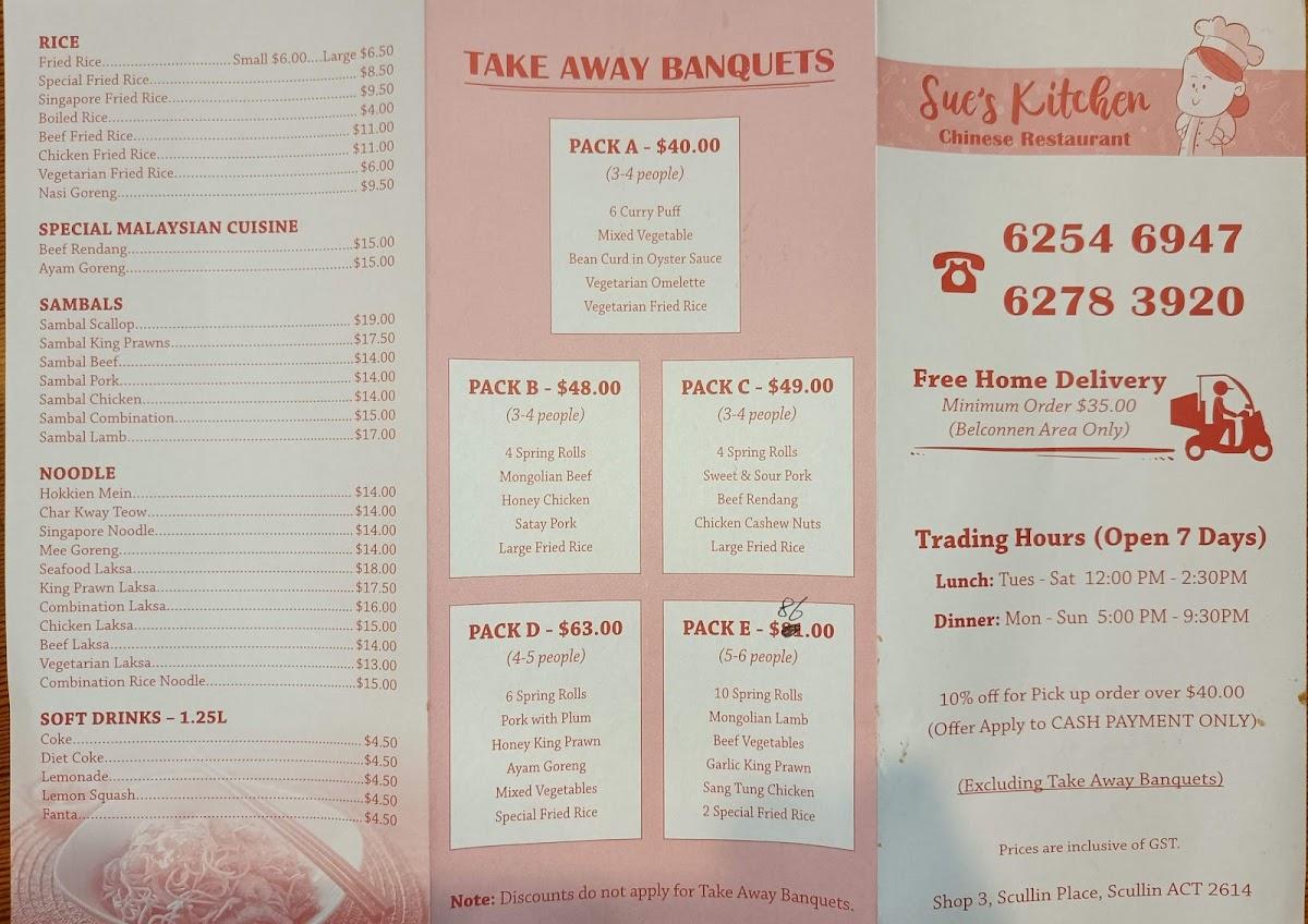 Menu At Sue S Kitchen Restaurant Scullin   R893 Sues Kitchen Menu 2021 09 1 