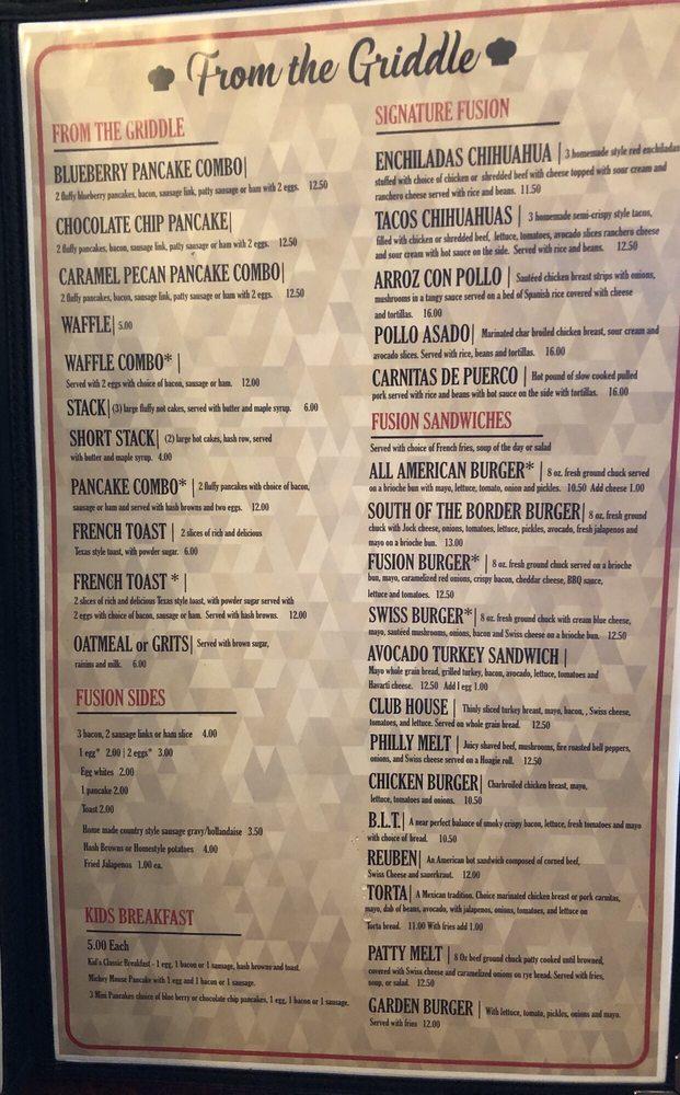 Menu at Hwy 2 Fusion Diner restaurant, Monroe, U.S. Rte 2