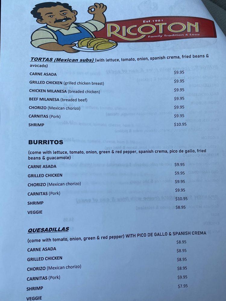 Menu at Ricoton restaurant, Damascus