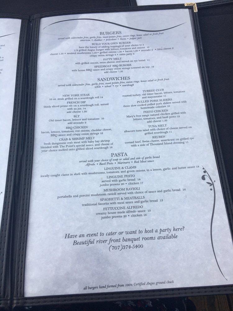 Menu at The Point Restaurant, Rio Vista