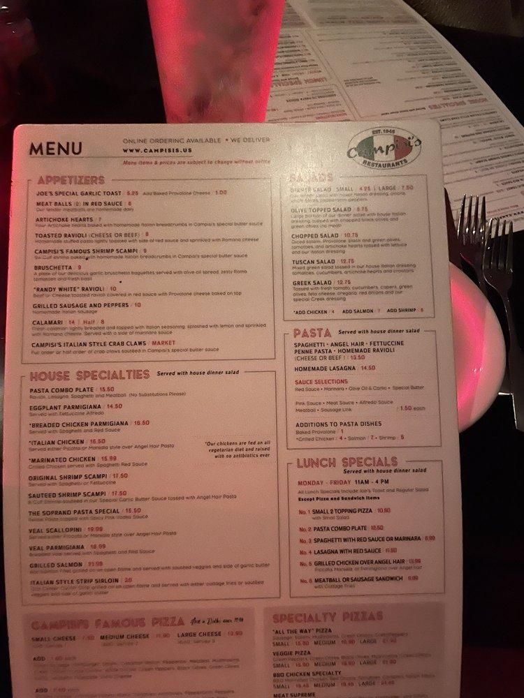 Menu at Campisi's Restaurants Lovers Lane, Dallas, W Lovers Ln