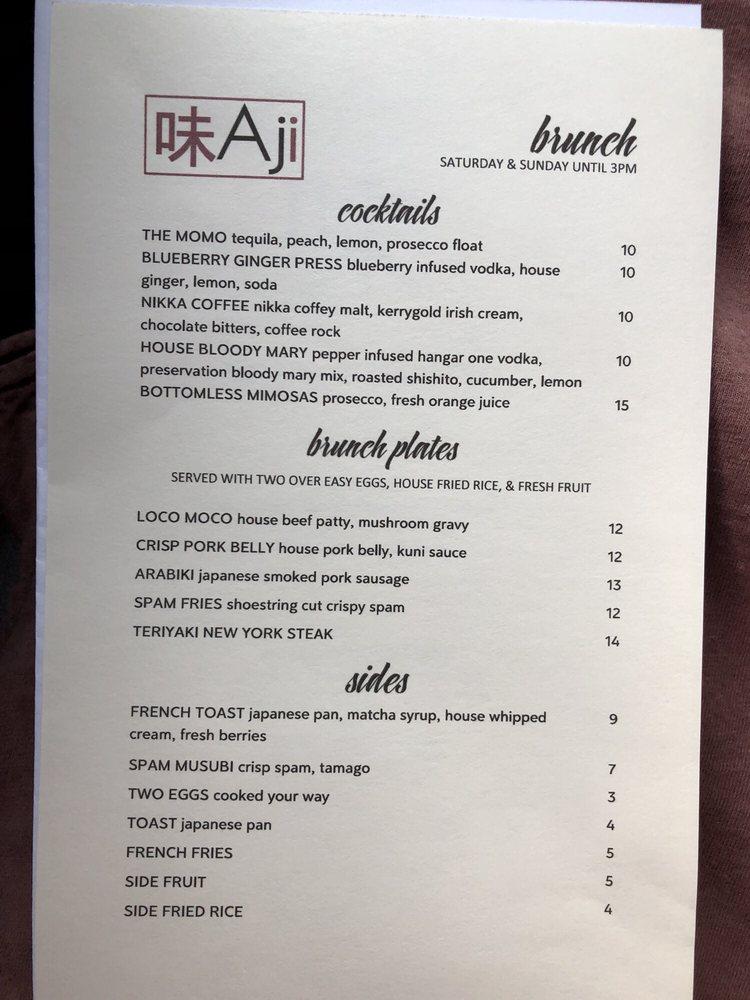 Carta del restaurante Aji Japanese Bistro, El Dorado Hills