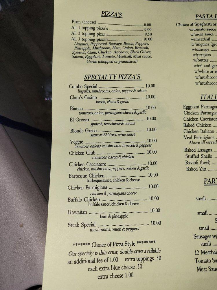 Menu at Ray's Pizza pizzeria, New Bedford