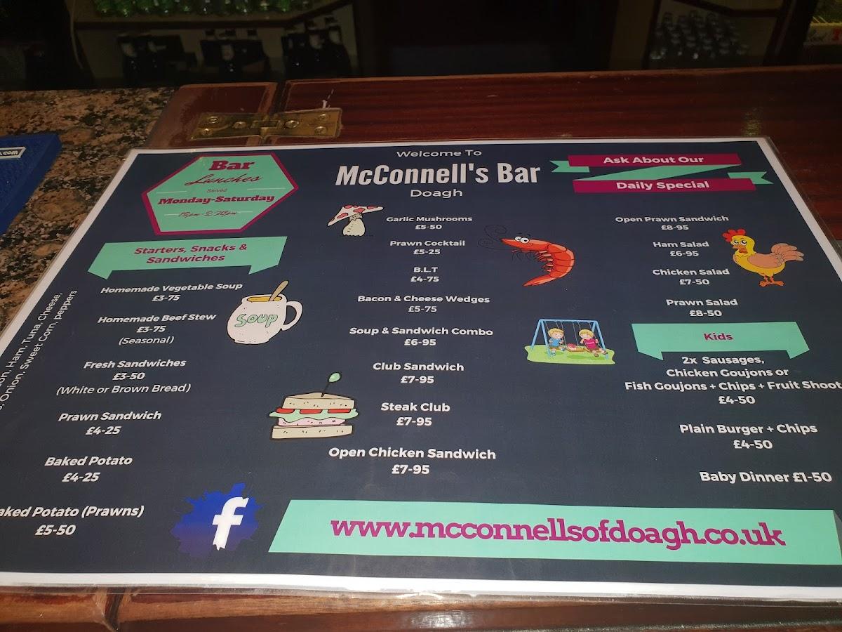Menu at McConnells of Doagh pub & bar, Ballyclare, 4 Main St