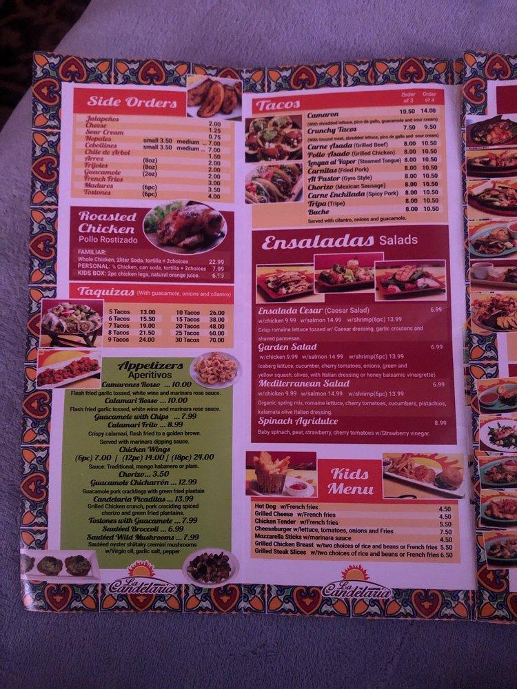 Menu at La Candelaria restaurant, Bergenfield