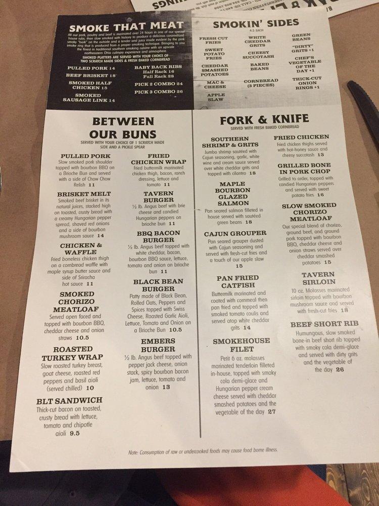 Menu at Oak and Embers Tavern Hudson pub & bar, Hudson