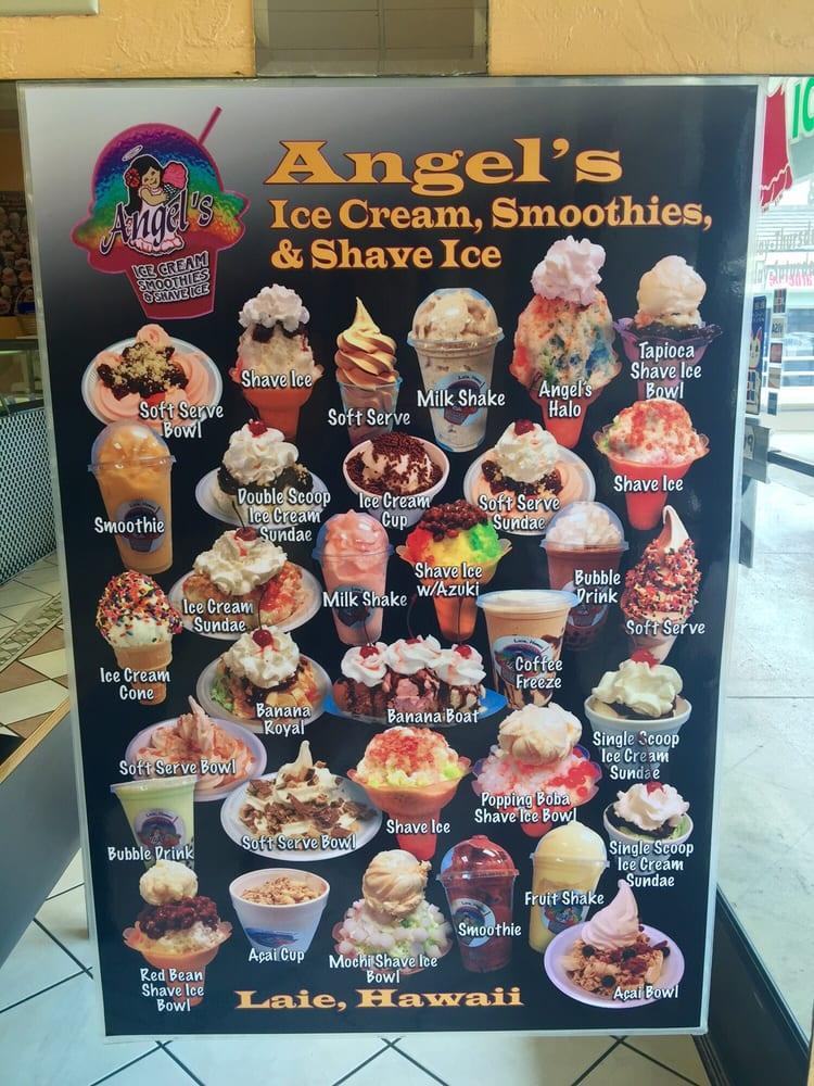 Menu at Angel's Ice Cream restaurant, Laie