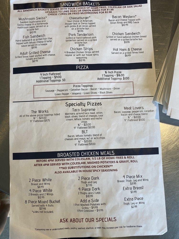 Menu at Frentress Lake Bar & Grill, East Dubuque