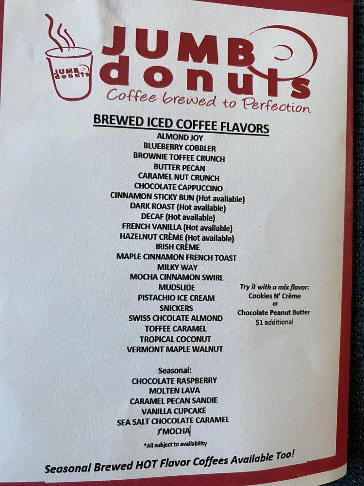 Menu at Jumbo Donuts, Uxbridge, 5 Douglas St