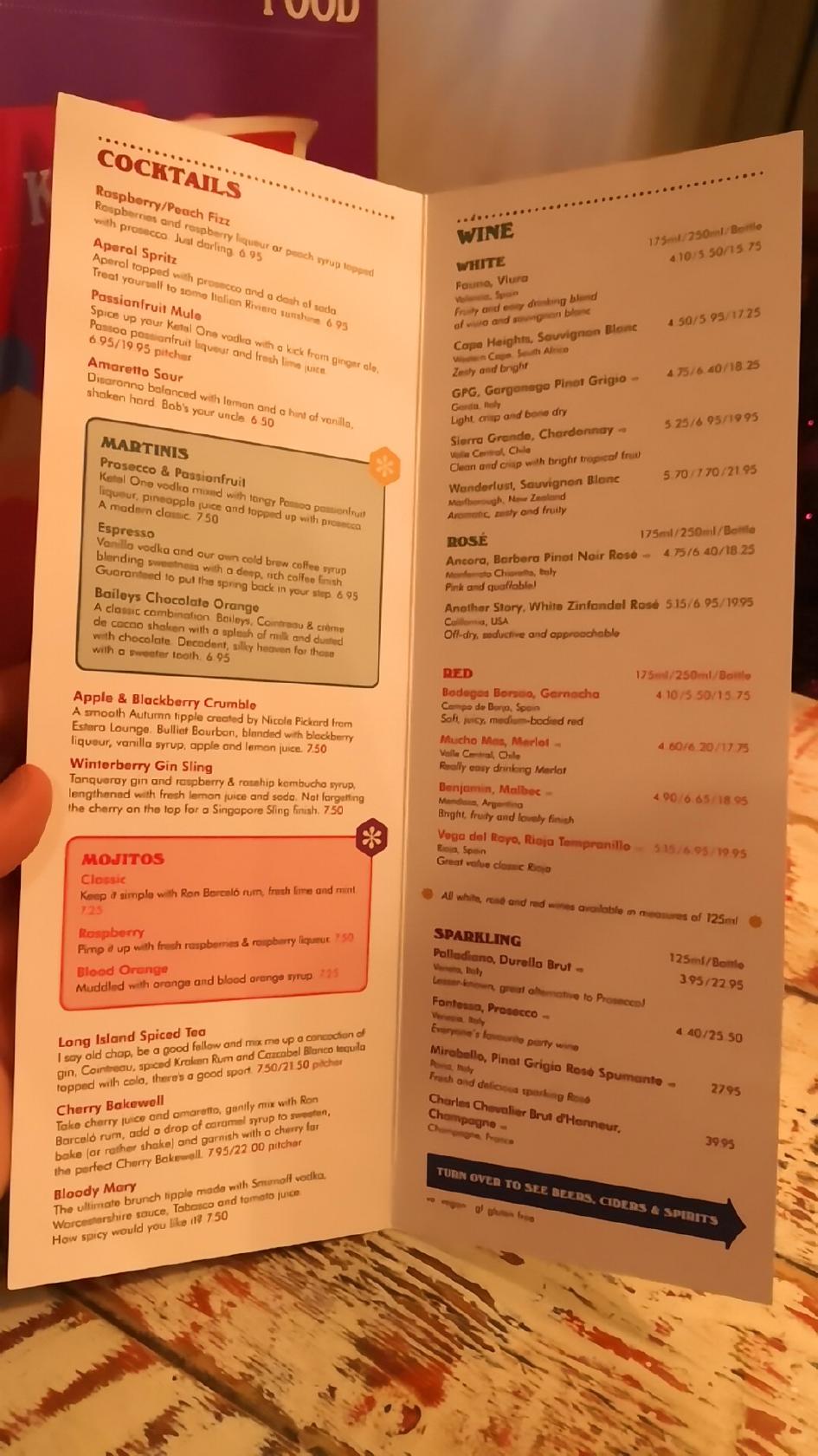 Menu at Pato Lounge pub & bar, Orpington