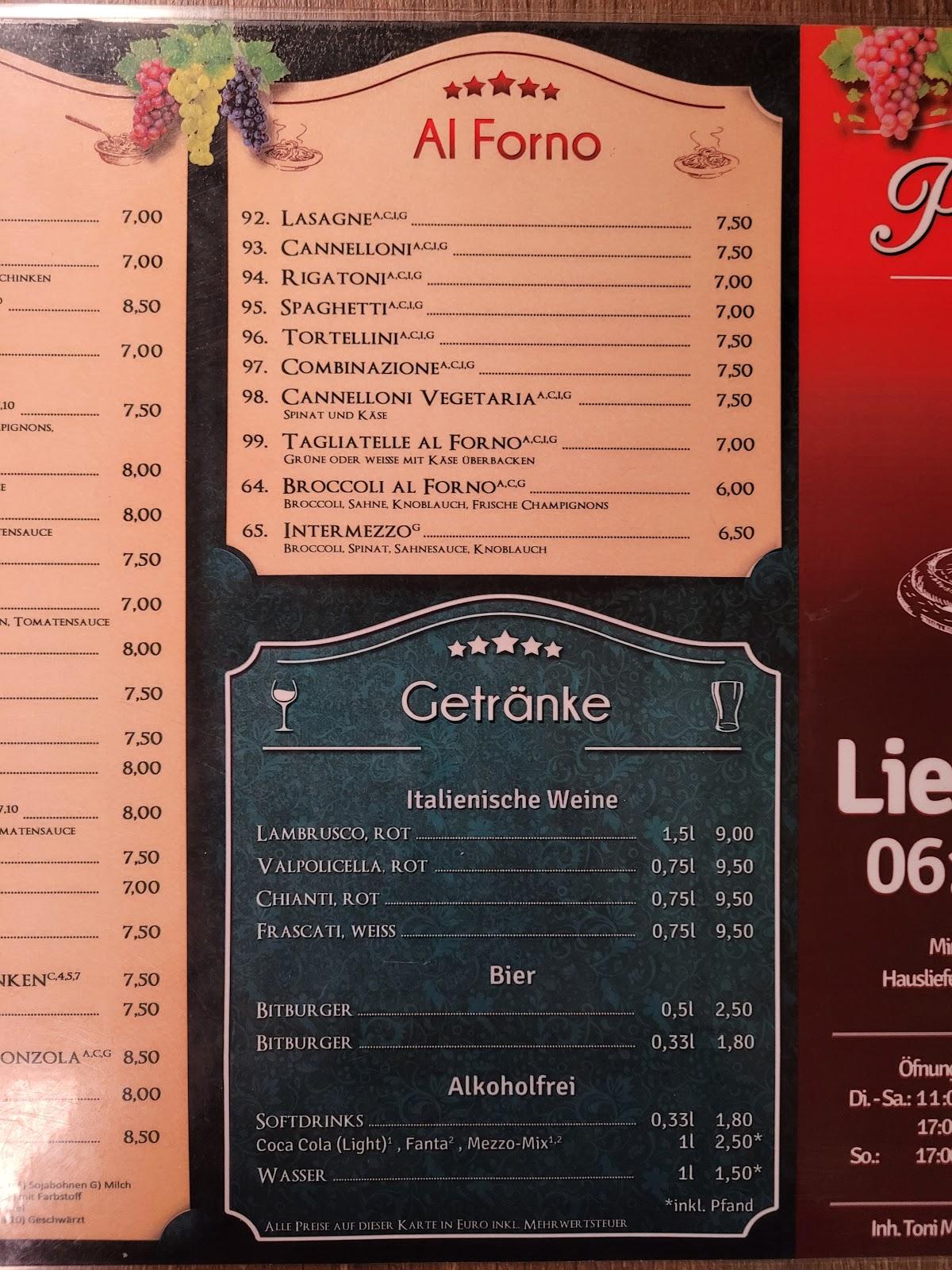 Speisekarte von Pizzeria Portobello, Taunusstein