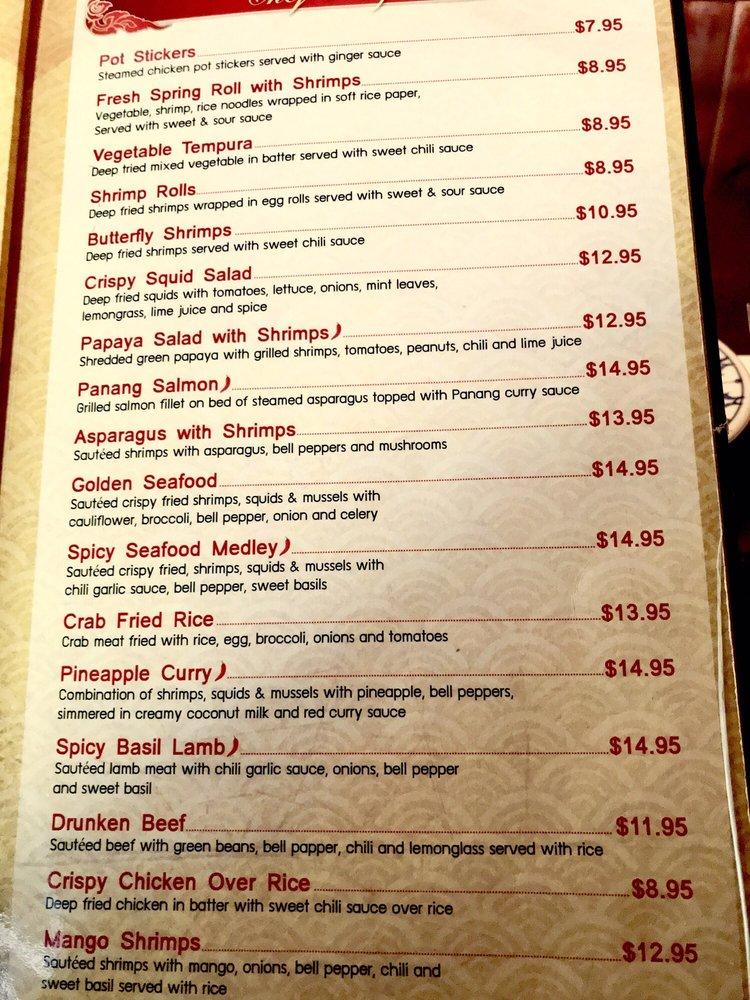 Menu at Thai Unique restaurant, Placerville