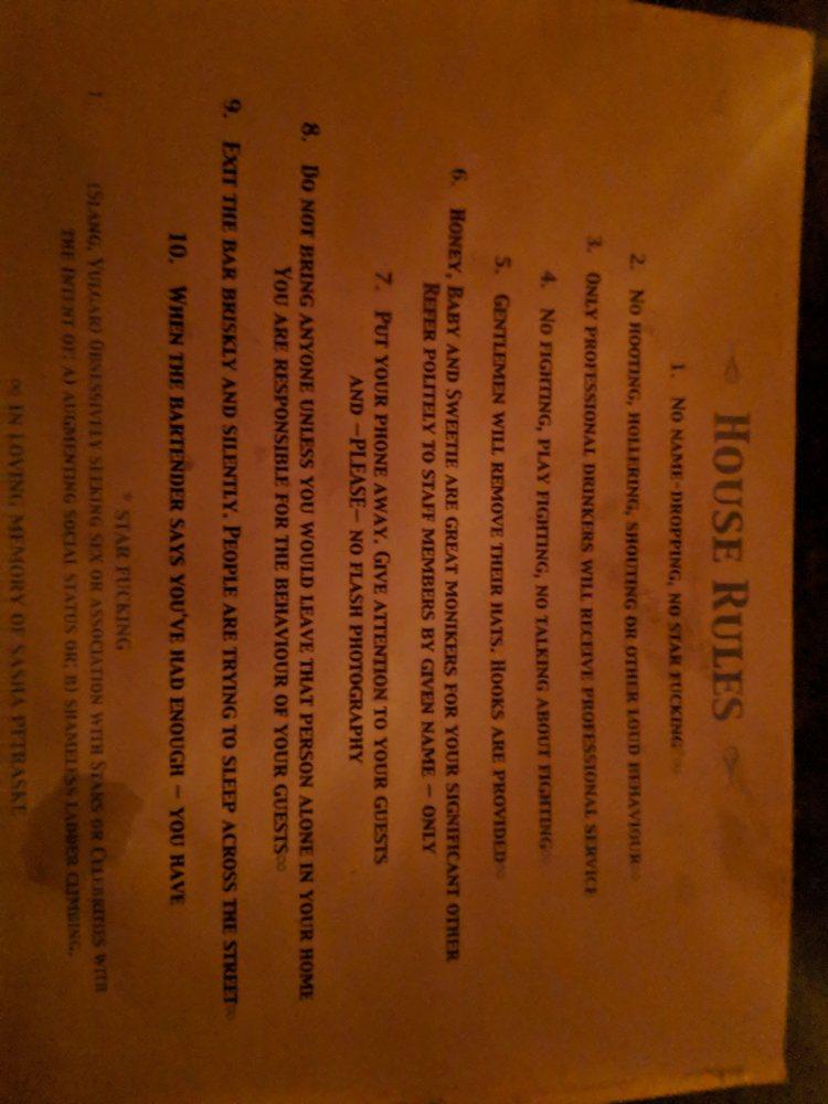 Menu at The Moonroom pub & bar, Ottawa