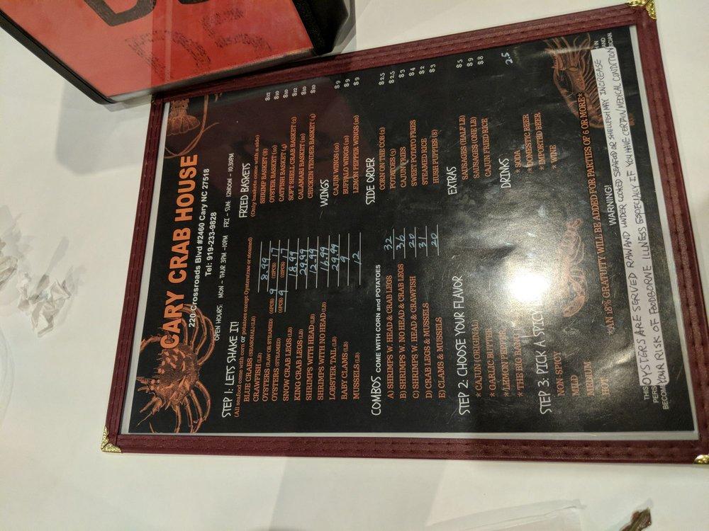 Menu at Cary Crab House restaurant, Cary
