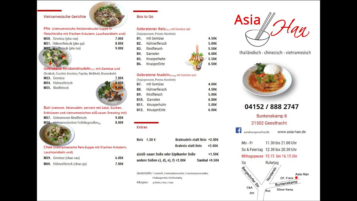 Speisekarte Von Asia Han Asiatisches Schnellrestaurant Geesthacht