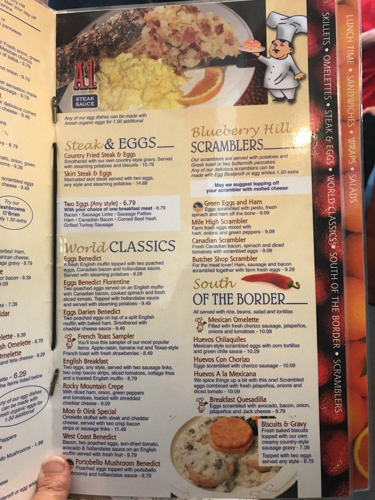 Menu at Blueberry Hill Breakfast Cafe, Darien, IL-83