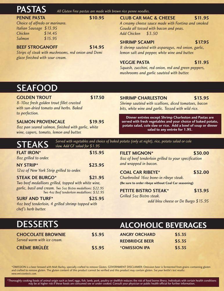 Menu at Club Car Restaurant & Lounge Clive, Clive