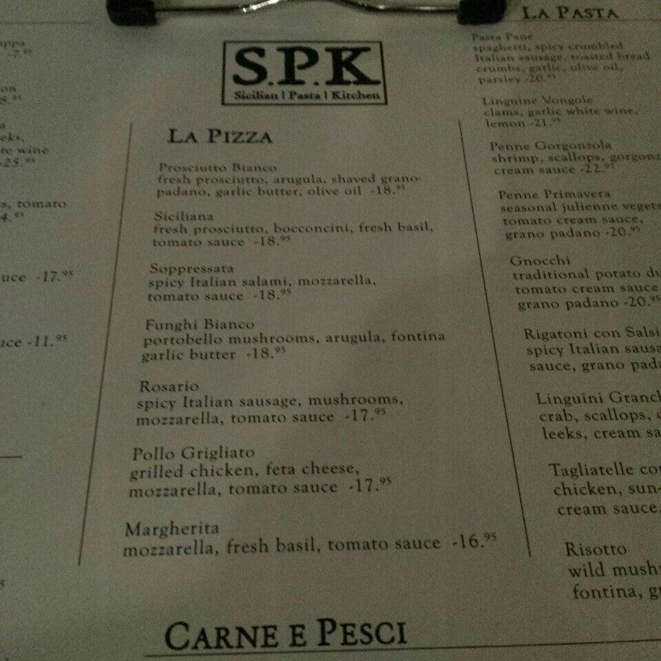 Menu au Sicilian Pasta Kitchen Downtown restaurant, Edmonton, Jasper Ave