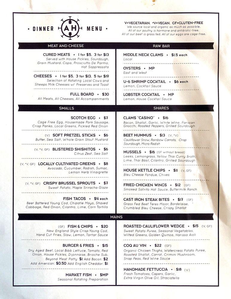 Menu at The Atlantic House pub & bar, Atlantic Highlands