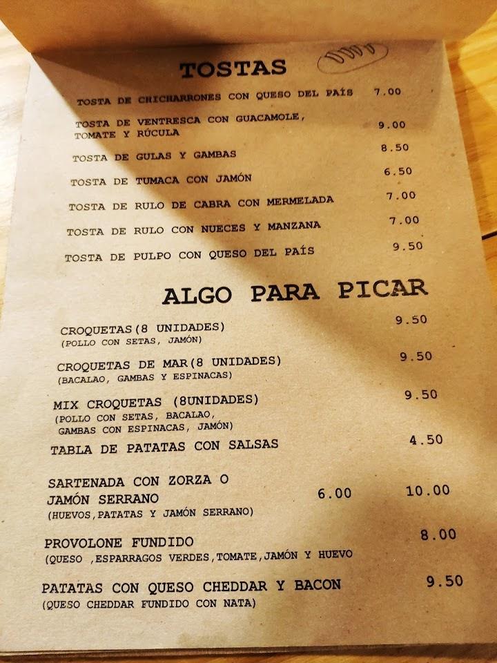 Menu at Restaurante Onze, Betanzos