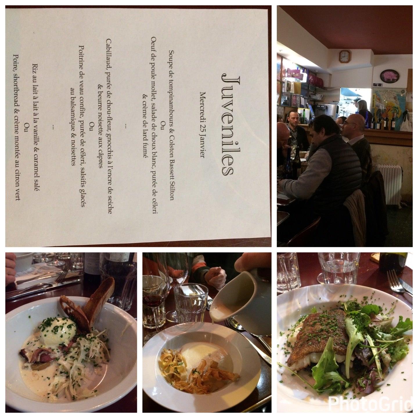 Menu at Juveniles pub & bar, Paris, 47 Rue de Richelieu