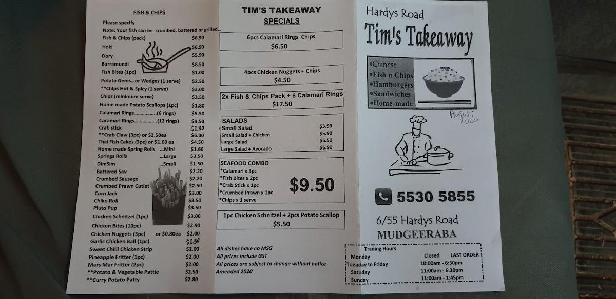 Menu at Hardys Road Takeaway fast food, Mudgeeraba