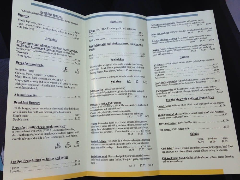 Menu at Maracas y Sabor restaurant, Canutillo